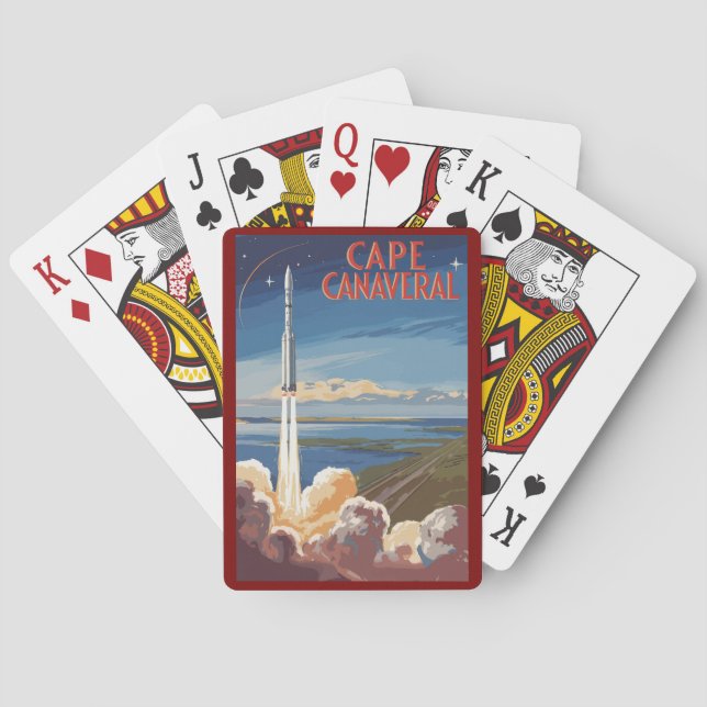 Cape Canaveral Florida Painterly Travel Art Retro Casinokort (Baksidan)