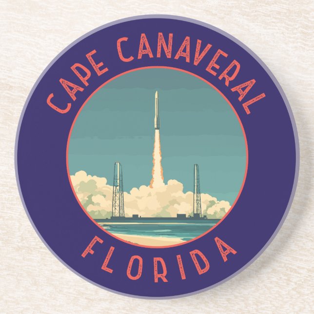 Cape Canaveral Florida Retro Distress Circle Underlägg (Framsidan)