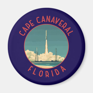 Cape Canaveral Florida Retro Sliten Cirkel Magnet