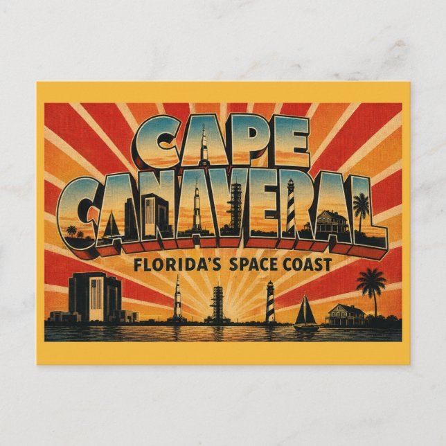 Cape Canaveral Florida Space Coast Gateway Vykort (Framsida)