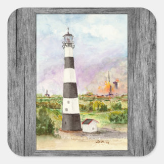 Cape Canaveral Lighthouse Rocket Launch Watercolor Fyrkantigt Klistermärke