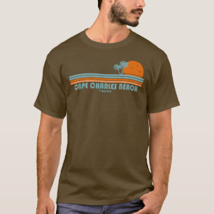 Cape Charles Beach Virginia Sol Handflatan Träd T Shirt