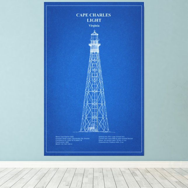 Cape Charles Lighthouse - Virginia - AD Canvastryck (Insitu (trägolv))