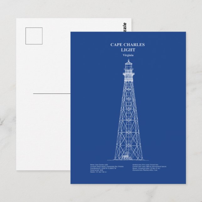 Cape Charles Lighthouse - Virginia - AD Vykort (Fram/baksida)