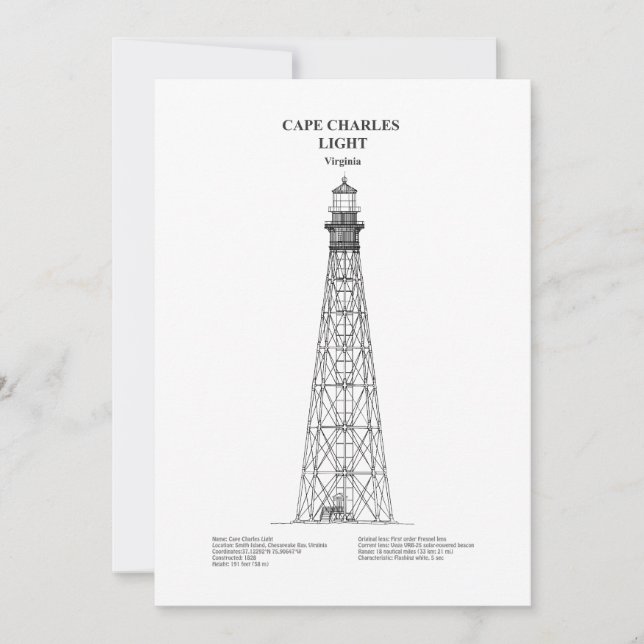 Cape Charles Lighthouse - Virginia - BD Tack Kort (Framsida)