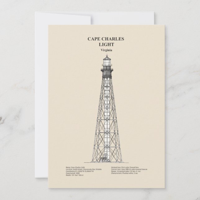 Cape Charles Lighthouse - Virginia - SBD Tack Kort (Framsida)