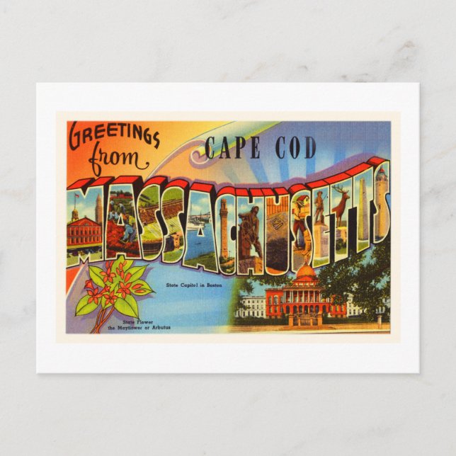 Cape Cod #2 Massachusetts MORSA Old Travel Souveni Vykort (Framsida)