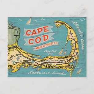 Cape Cod Antik Karta Postkort Vykort