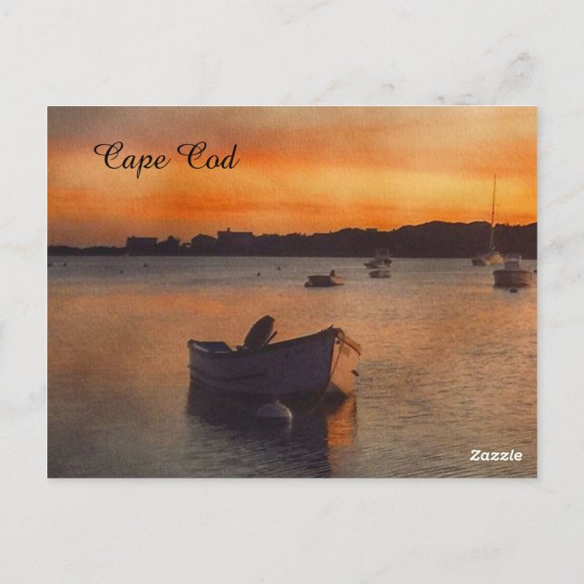 Cape Cod-båtar vid solnedgång postkort Vykort (Baksida)