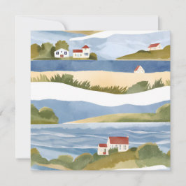 Cape Cod Bay | Ocean Shore Coastal Akvarell Kort