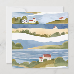 Cape Cod Bay   Ocean Shore Coastal Akvarell Kort
