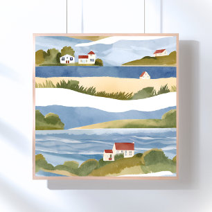Cape Cod Bay   Ocean Shore Coastal Akvarell Poster