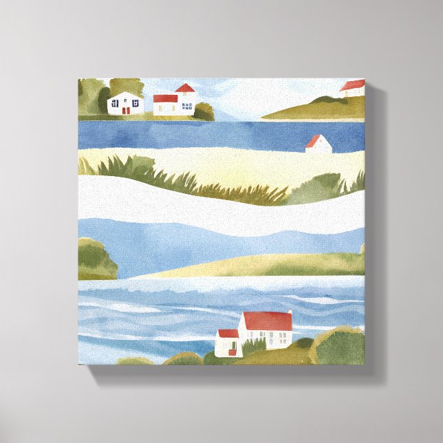 Cape Cod Bay | Ocean Shore Kust Akvarell Canvastryck (Framsida)