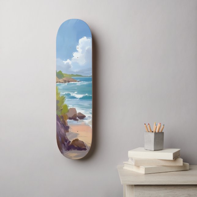 Cape Cod Beach Bay Ocean Painting Mini Skateboard Bräda 18,5 Cm (Väggkonst)