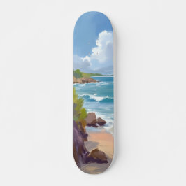 Cape Cod Beach Bay Ocean Painting Mini Skateboard Bräda 18,5 Cm