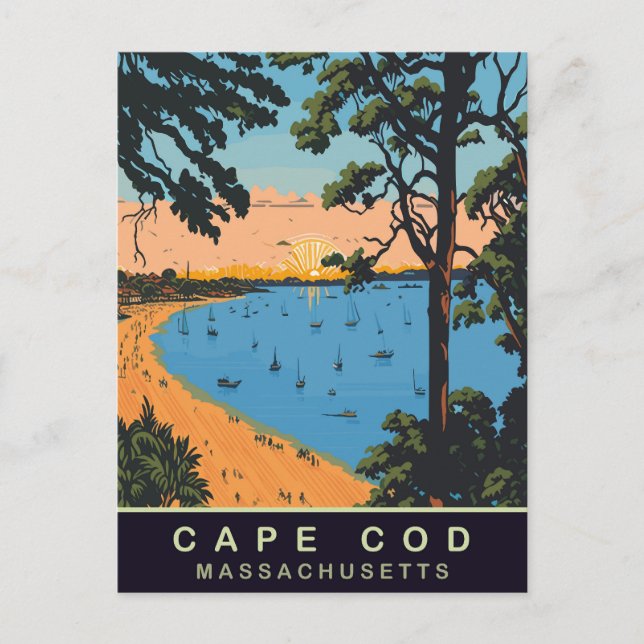 Cape Cod Beach, Massachusetts, Vintage Resa Vykort (Framsida)