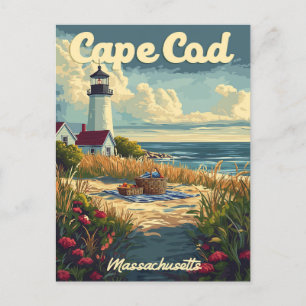 Cape Cod Beach, Massachusetts Vintage Vykort