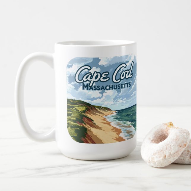 Cape Cod Beach Seashore Massachusetts Blue Kaffemugg (Med munk)