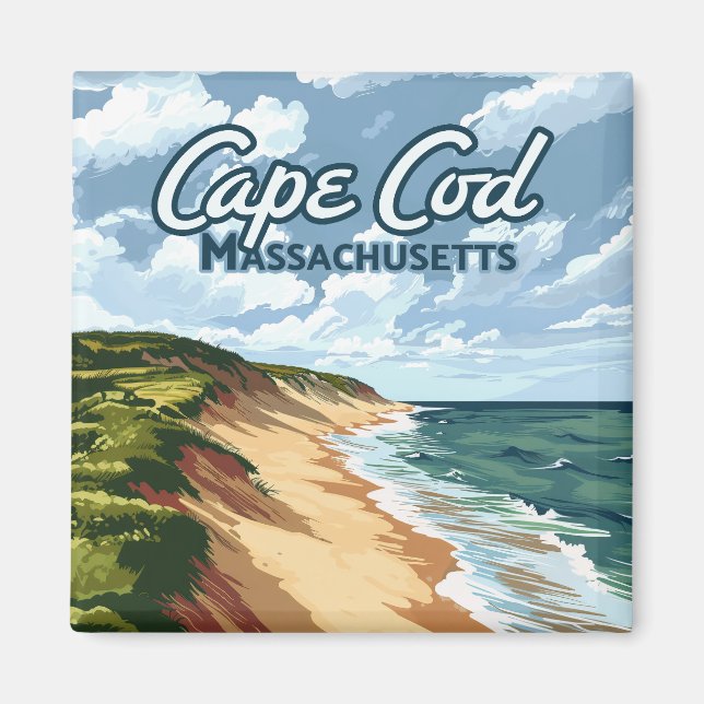 Cape Cod Beach Seashore Massachusetts Blue Magnet (Framsidan)