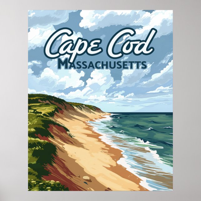 Cape Cod Beach Seashore Massachusetts Blue Poster (Framsidan)