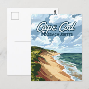 Cape Cod Beach Seashore Massachusetts Blue Vykort