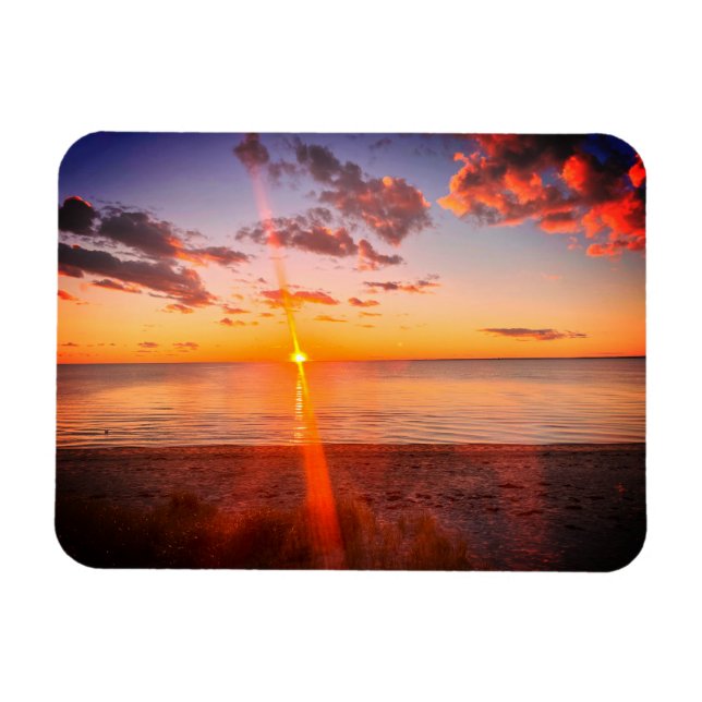 Cape Cod Beach Sunset Photo Magnet (Horisontell)
