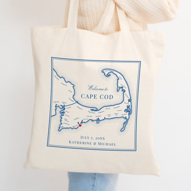 Cape Cod Bröllop Welcome Tote Bag Tygkasse (Custom Cape Cod tote bags are perfect wedding favors or wedding welcome bags for your guests.)
