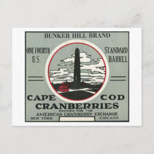 Cape Cod Bunker Hill Brand Tranbärsetikett Vykort