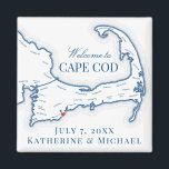 Cape Cod-destination bröllopsgåva Magnet<br><div class="desc">Snabb och enkel beställning! Dessa Cape Cod-kartmagneter gör fantastiska Cape Cod-bröllopsgåvor att inkludera i era Cape Cod-destination bröllops välkomstpaket. Flytta hjärtat genom att klicka "Redigera med designverktyg" under " Anpassa". Perfekt för alla de fantastiska bröllopsplatserna på Cape, inklusive Club at New Seabury, Popponesset Inn, Wychmere Beach Club, Wequassett Resort, Chatham...</div>