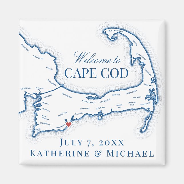 Cape Cod-destination bröllopsgåva Magnet (Framsidan)