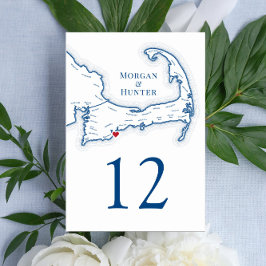 Cape Cod Destination Wedding Bordsnummer
