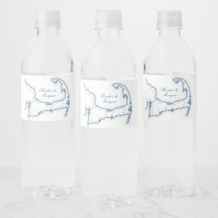 Cape Cod Destination Wedding Vattenflaskor Etikett