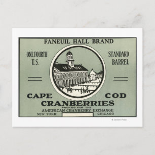Cape Cod Faneuil Hall Märke Tranbärsetikett Vykort