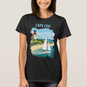 Cape Cod fyr Segelbåt Resa T-Shirt