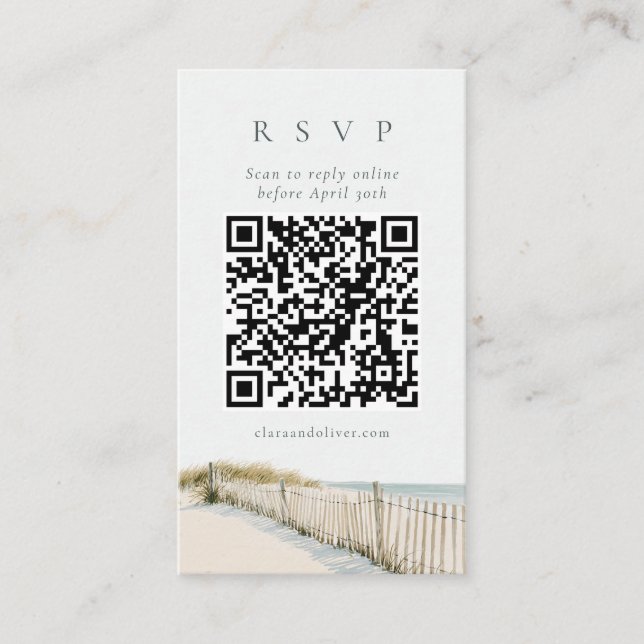 Cape Cod Golden Grass Serif QR-kod RSVP-kort  Tilläggskort (Framsida)