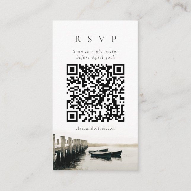 Cape Cod Harbour Dock Sjöfart QR-kod RSVP-kort  Tilläggskort (Framsida)