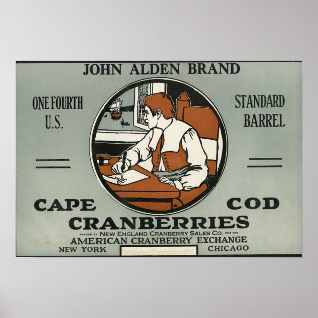 Cape Cod John Alden Brand Cranberry Label Poster (Framsidan)