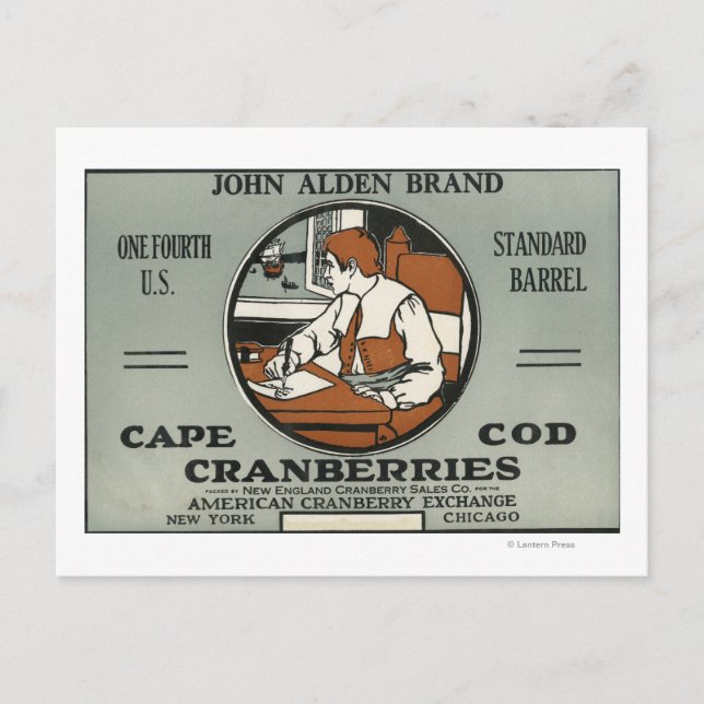 Cape Cod John Alden Brand Cranberry Label Vykort (Framsida)