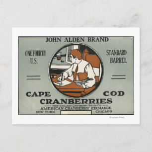 Cape Cod John Alden Brand Cranberry Label Vykort