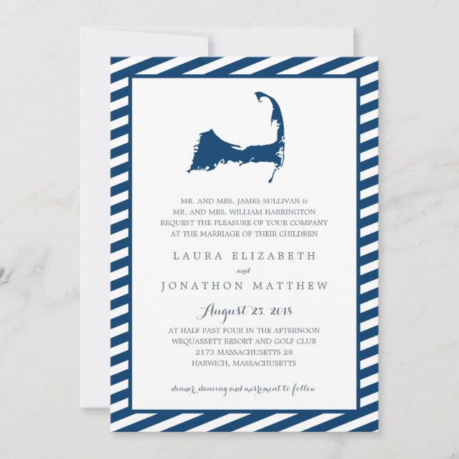 Cape Cod Karta | BRÖLLOP Inbjudningar (Framsida)