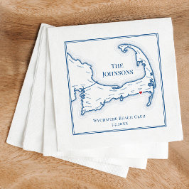 Cape Cod Karta Elegant Personlig Bröllop Napkins Pappersservett