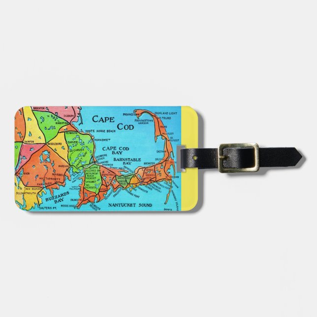 Cape Cod Karta Luggage Tag Bagagebricka (Horisontell Framsida)