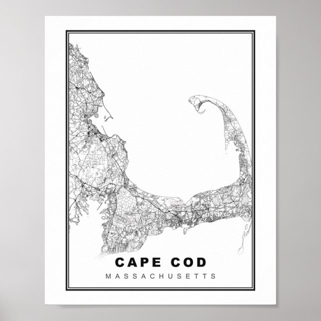 Cape Cod Karta Poster (Framsidan)
