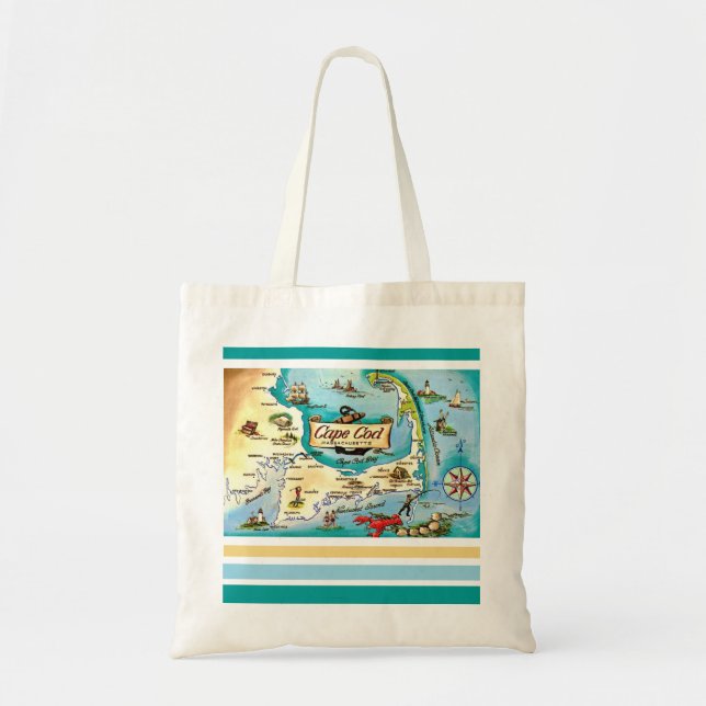 Cape Cod MA Karta Totebag Tygkasse (Framsidan)
