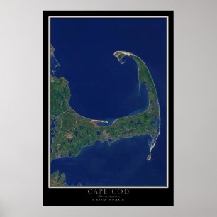 Cape Cod Massachusetts från Space Satellite Karta Poster