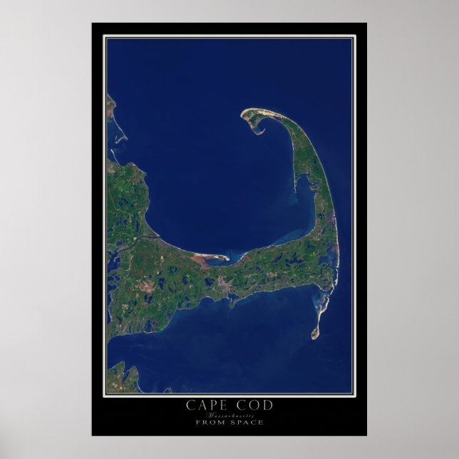 Cape Cod Massachusetts från Space Satellite Karta Poster (Framsidan)