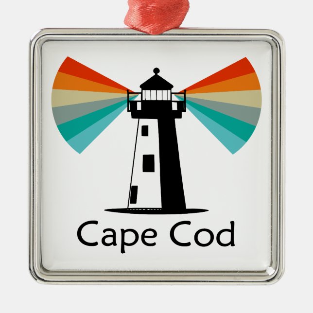 Cape Cod Massachusetts fyr Regnbåge Julgransprydnad Metall (Framsidan)