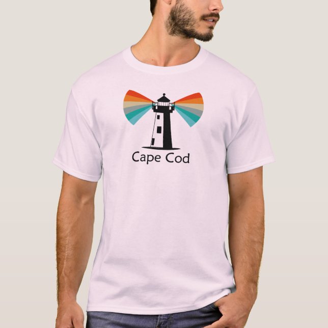 Cape Cod Massachusetts fyr Regnbåge T Shirt (Framsida)