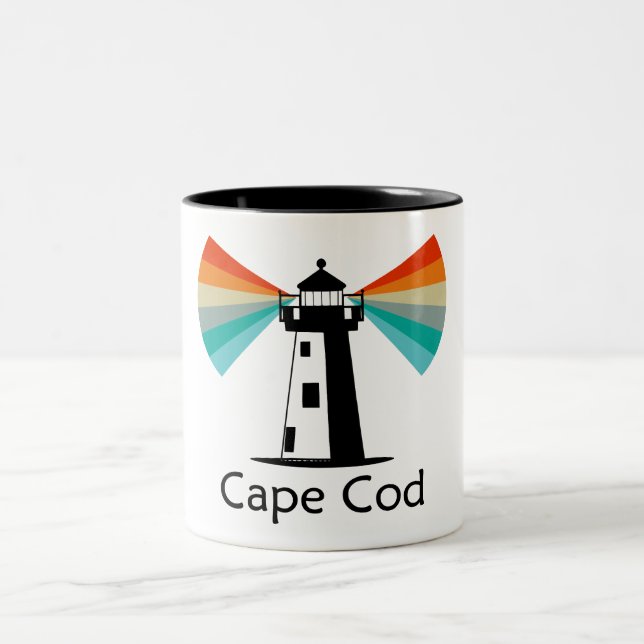 Cape Cod Massachusetts fyr Regnbåge Två-Tonad Mugg (Center)