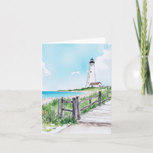 Cape Cod Massachusetts fyr Watercolor Kort